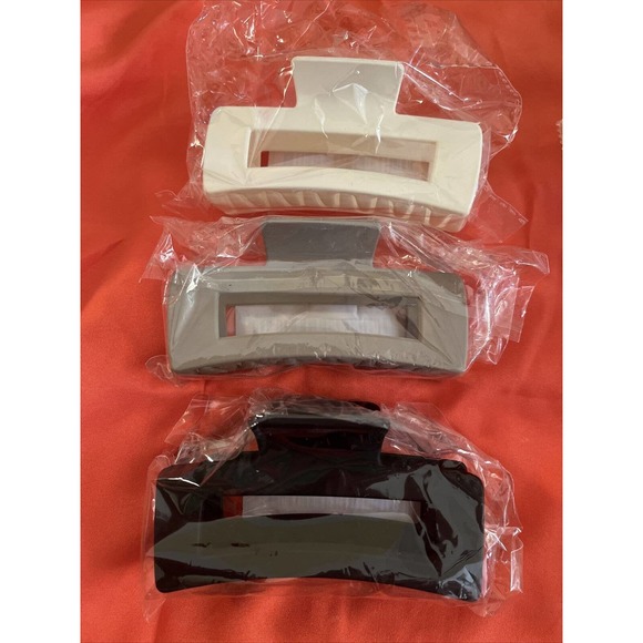 Set Of 6 Large Hair Claws Clips For Thick Hair Creme, Purple Gray, Grey, Black - Picture 2 of 3